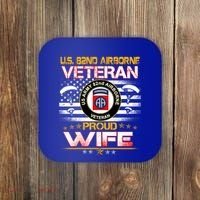 Us 82nd Airborne Veteran Proud Wife Us Flag Patriotic Gift Coaster thumb 0