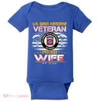 Us 82nd Airborne Veteran Proud Wife Us Flag Patriotic Gift Baby Bodysuit thumb 0