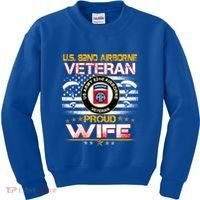 Us 82nd Airborne Veteran Proud Wife Us Flag Patriotic Gift Kids Sweatshirt thumb 0