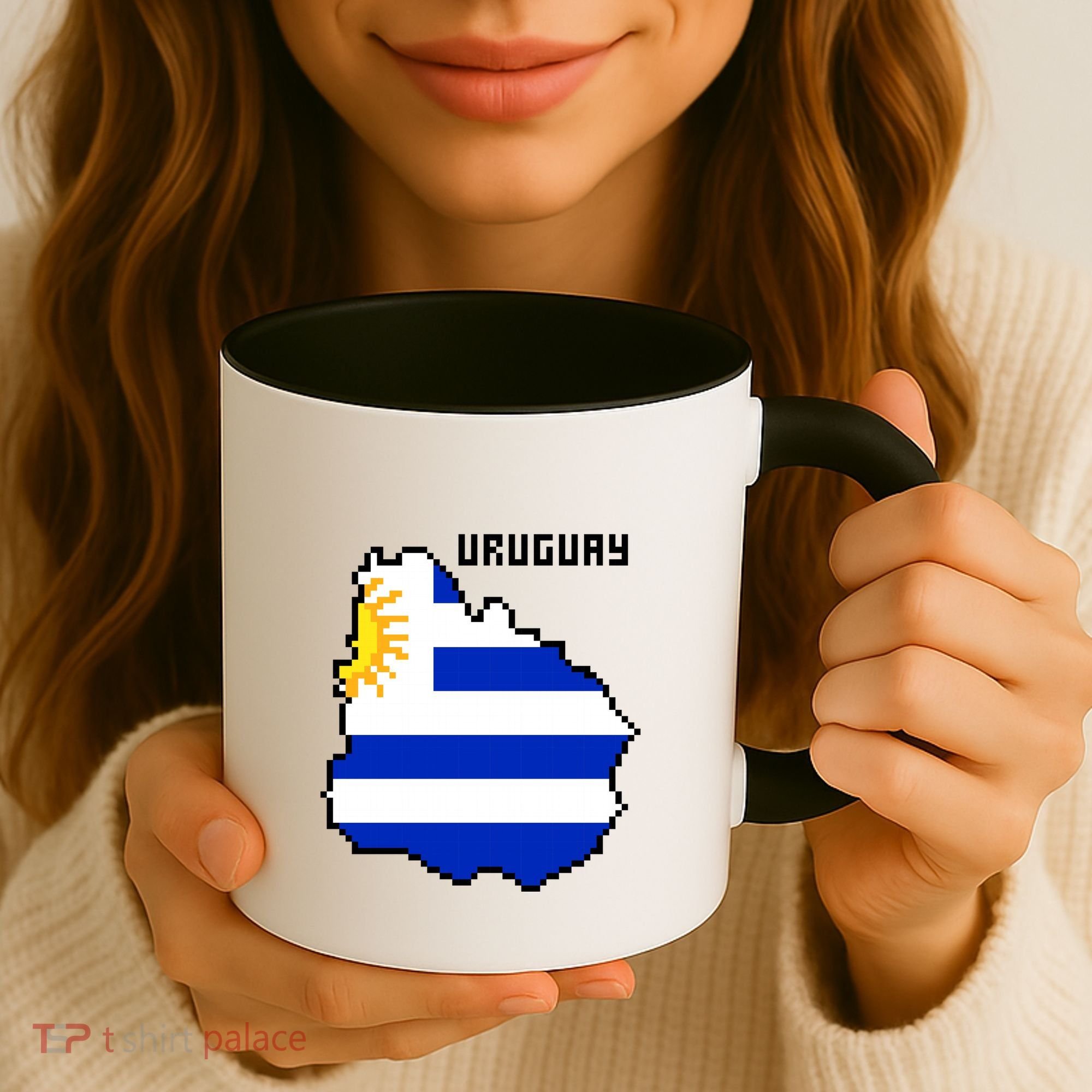 Uruguay 8 Bit Pixelated Coffee Mug