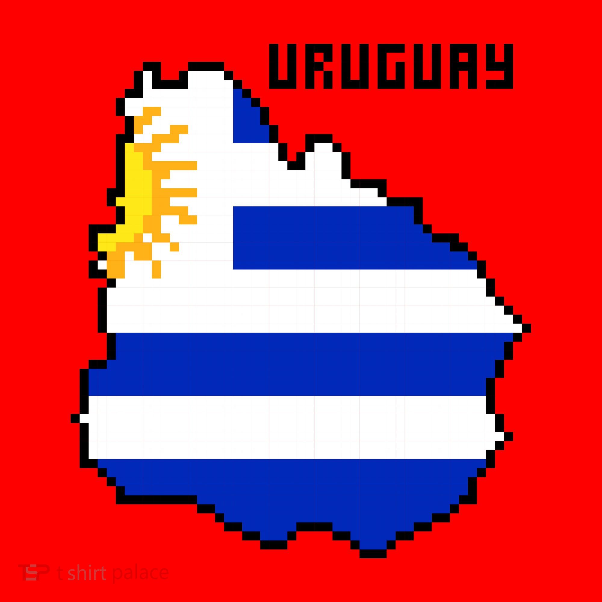 Uruguay 8 Bit Pixelated Santa Hat