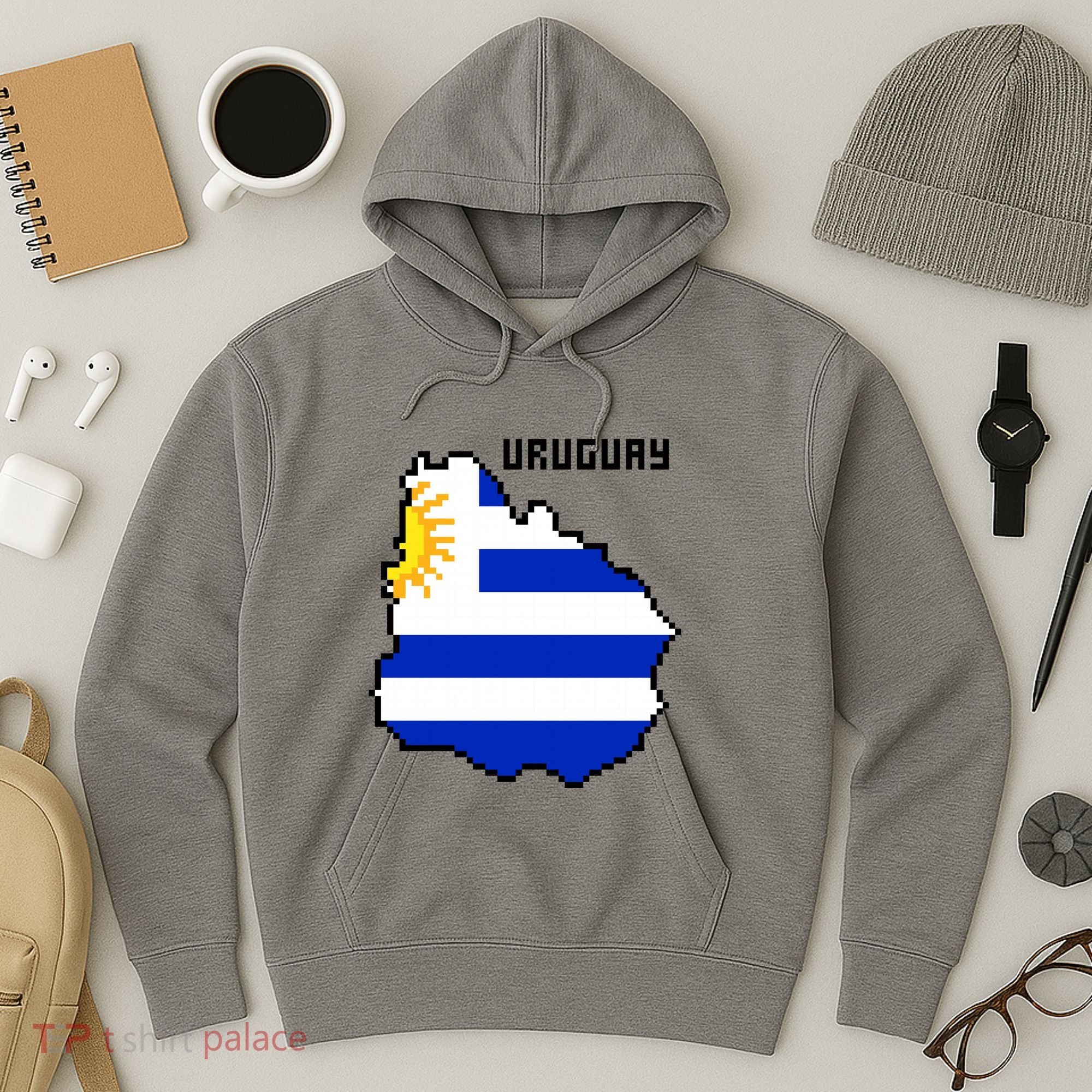 Uruguay 8 Bit Pixelated Hoodie