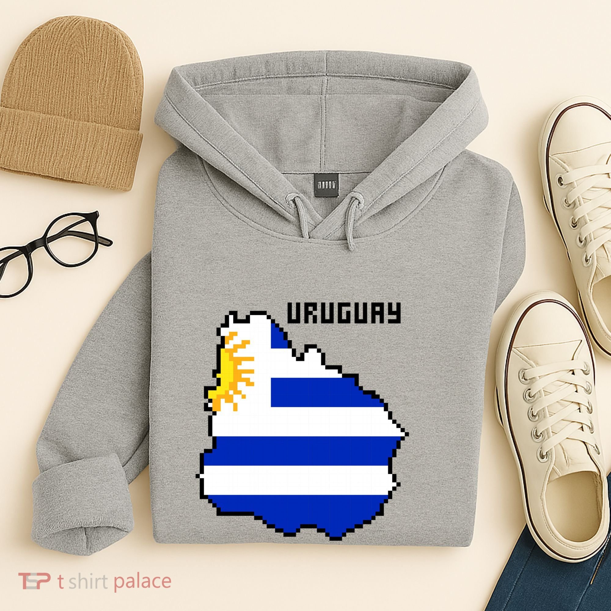 Uruguay 8 Bit Pixelated Hoodie