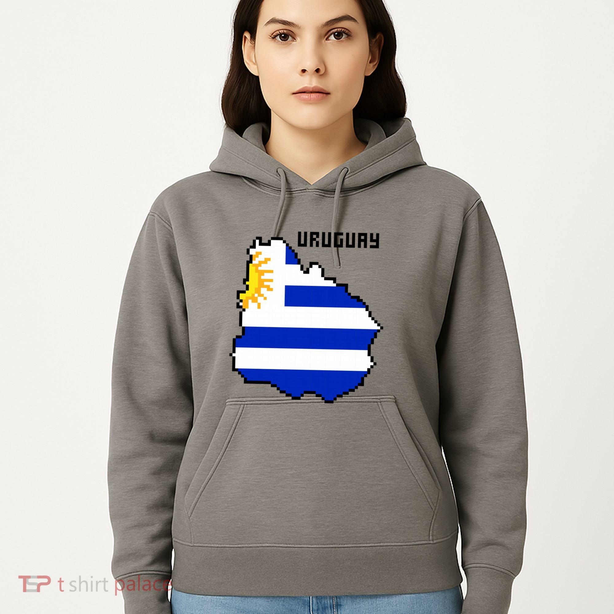 Uruguay 8 Bit Pixelated Hoodie