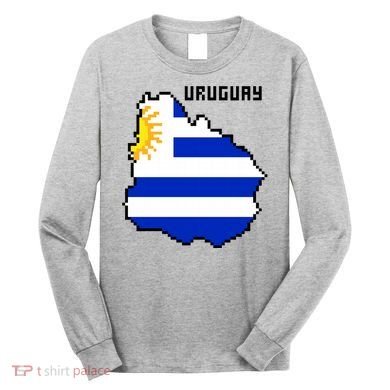 Uruguay 8 Bit Pixelated Long Sleeve Shirt