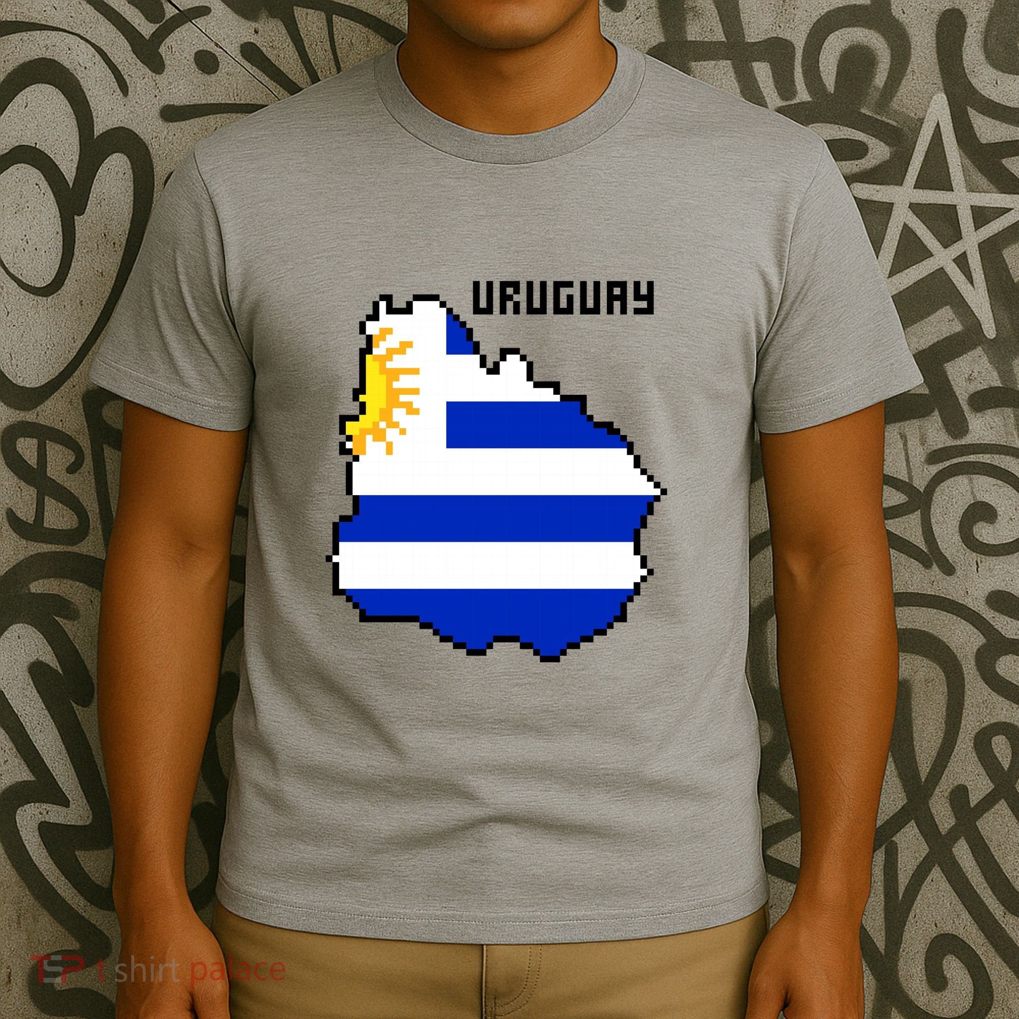 Uruguay 8 Bit Pixelated T-Shirt