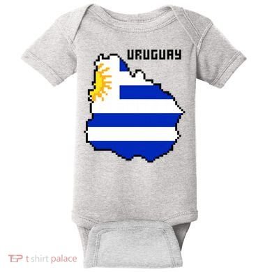 Uruguay 8 Bit Pixelated Baby Bodysuit