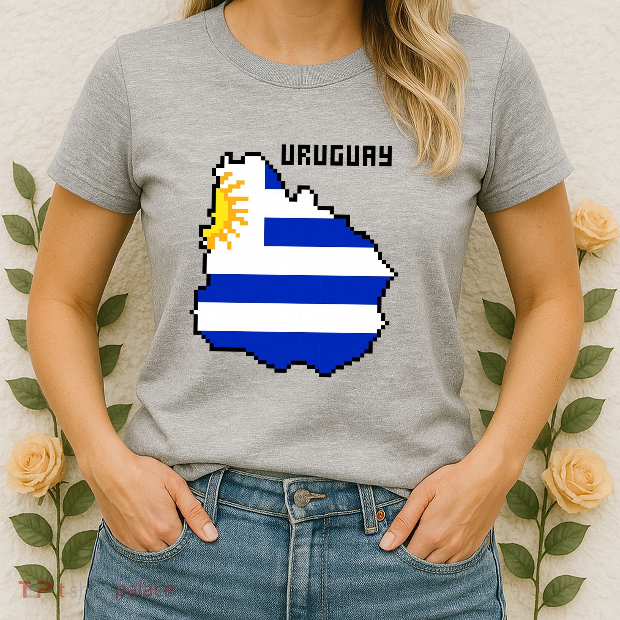 Uruguay 8 Bit Pixelated Women's T-Shirt