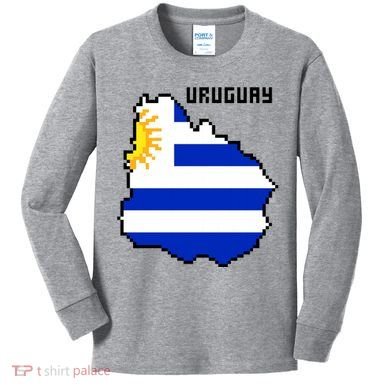 Uruguay 8 Bit Pixelated Kids Long Sleeve Shirt