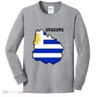 Uruguay 8 Bit Pixelated Kids Long Sleeve Shirt thumb 0