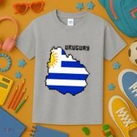 Uruguay 8 Bit Pixelated Kids T-Shirt thumb 3