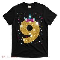 Unicorn 9th Birthday Girl Nine 9 Years Old T-Shirt thumb 0
