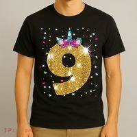 Unicorn 9th Birthday Girl Nine 9 Years Old T-Shirt thumb 3