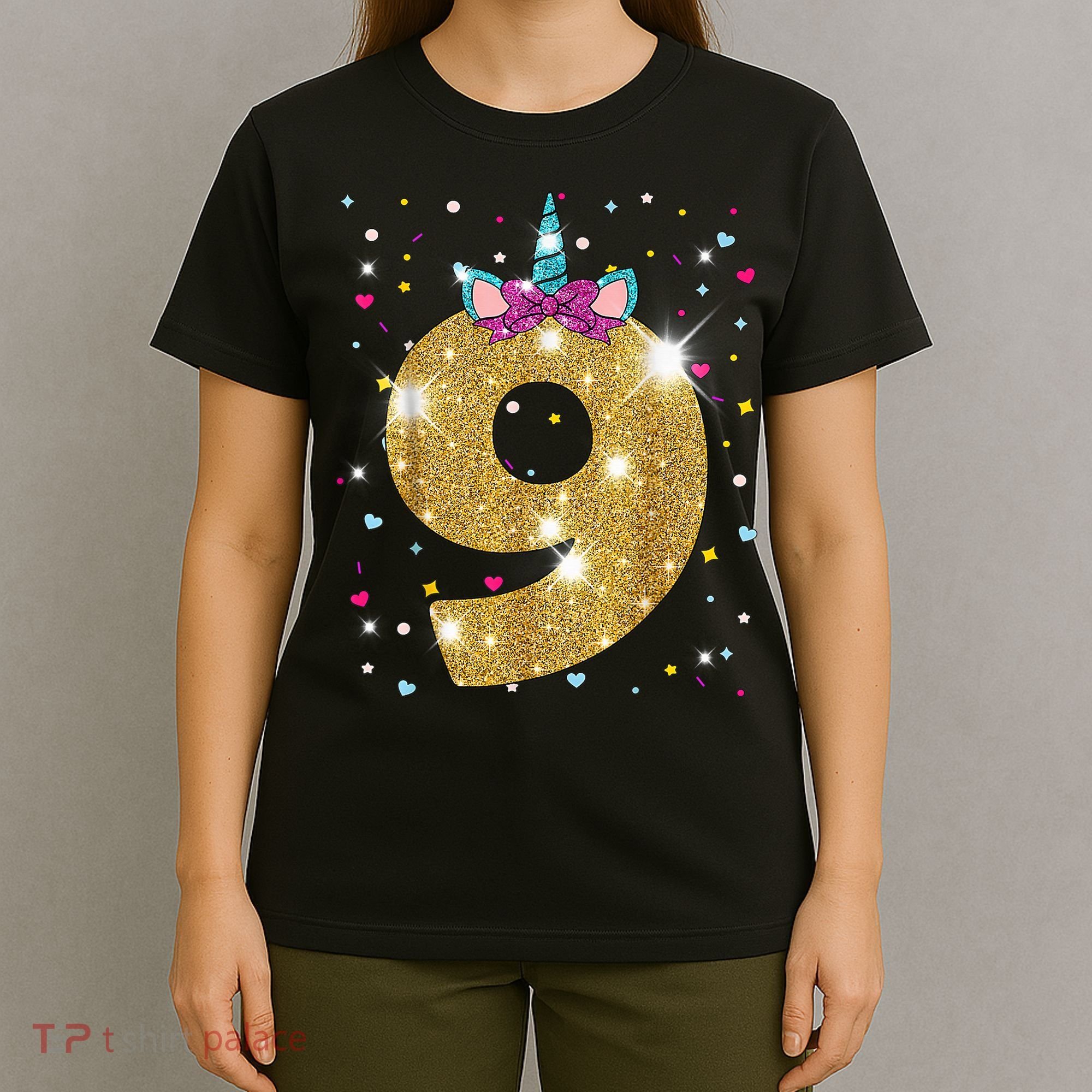 Unicorn 9th Birthday Girl Nine 9 Years Old T-Shirt