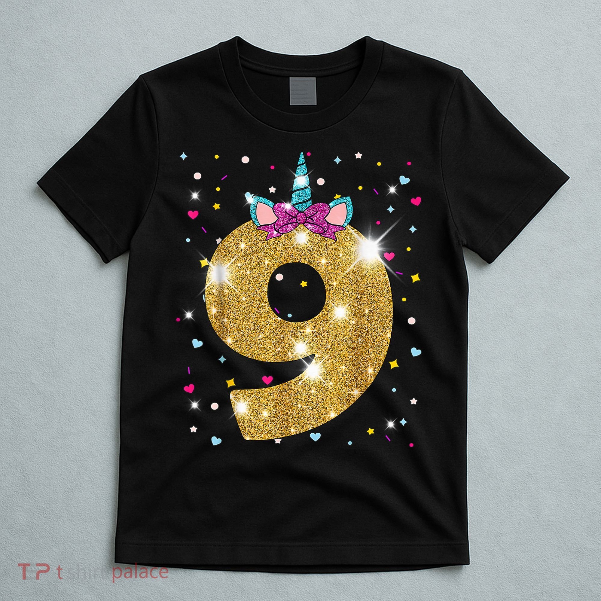 Unicorn 9th Birthday Girl Nine 9 Years Old T-Shirt