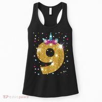 Unicorn 9th Birthday Girl Nine 9 Years Old Women's Tank Top thumb 0