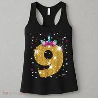 Unicorn 9th Birthday Girl Nine 9 Years Old Women's Tank Top thumb 3