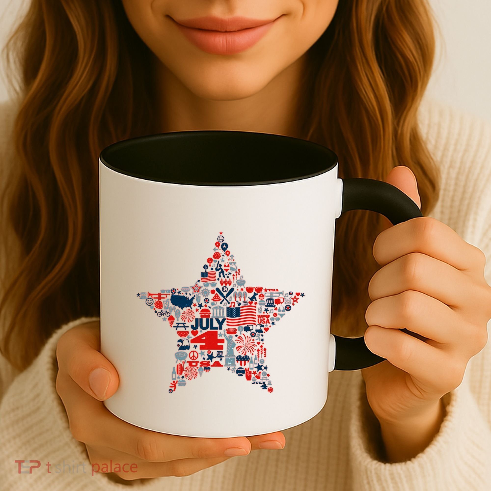USA American 4th Of July Pattern Star Coffee Mug