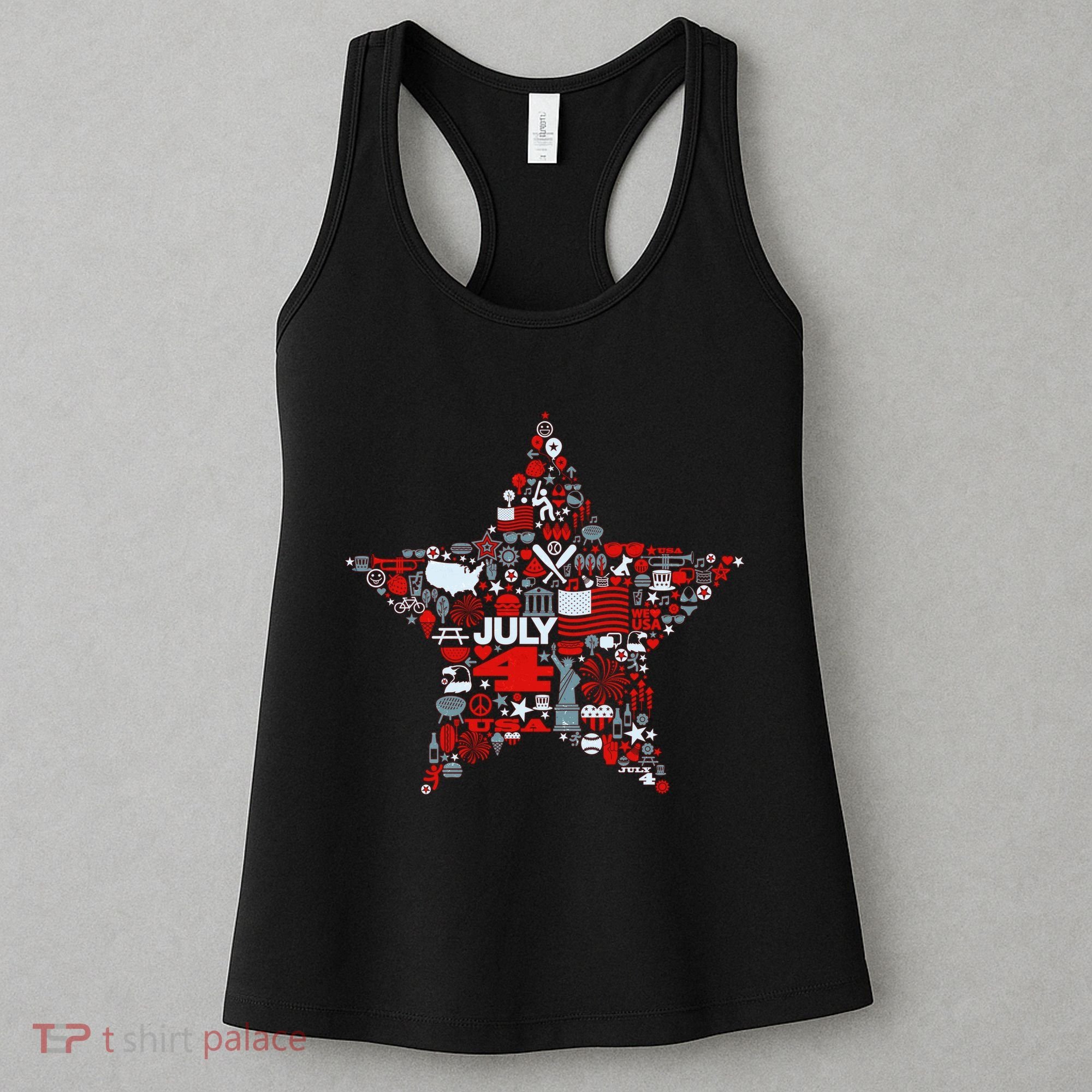 USA American 4th Of July Pattern Star Women's Tank Top
