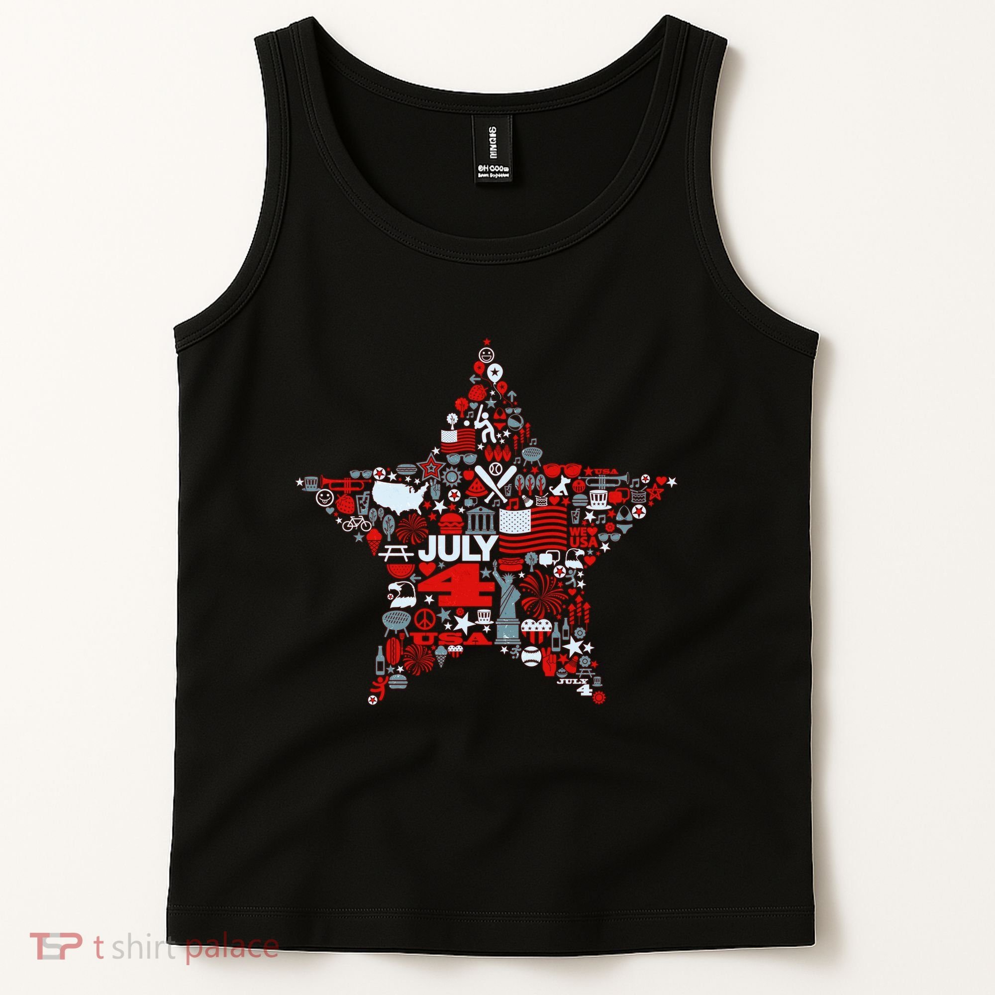 USA American 4th Of July Pattern Star Tank Top