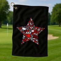 USA American 4th Of July Pattern Star Golf Towel thumb 1