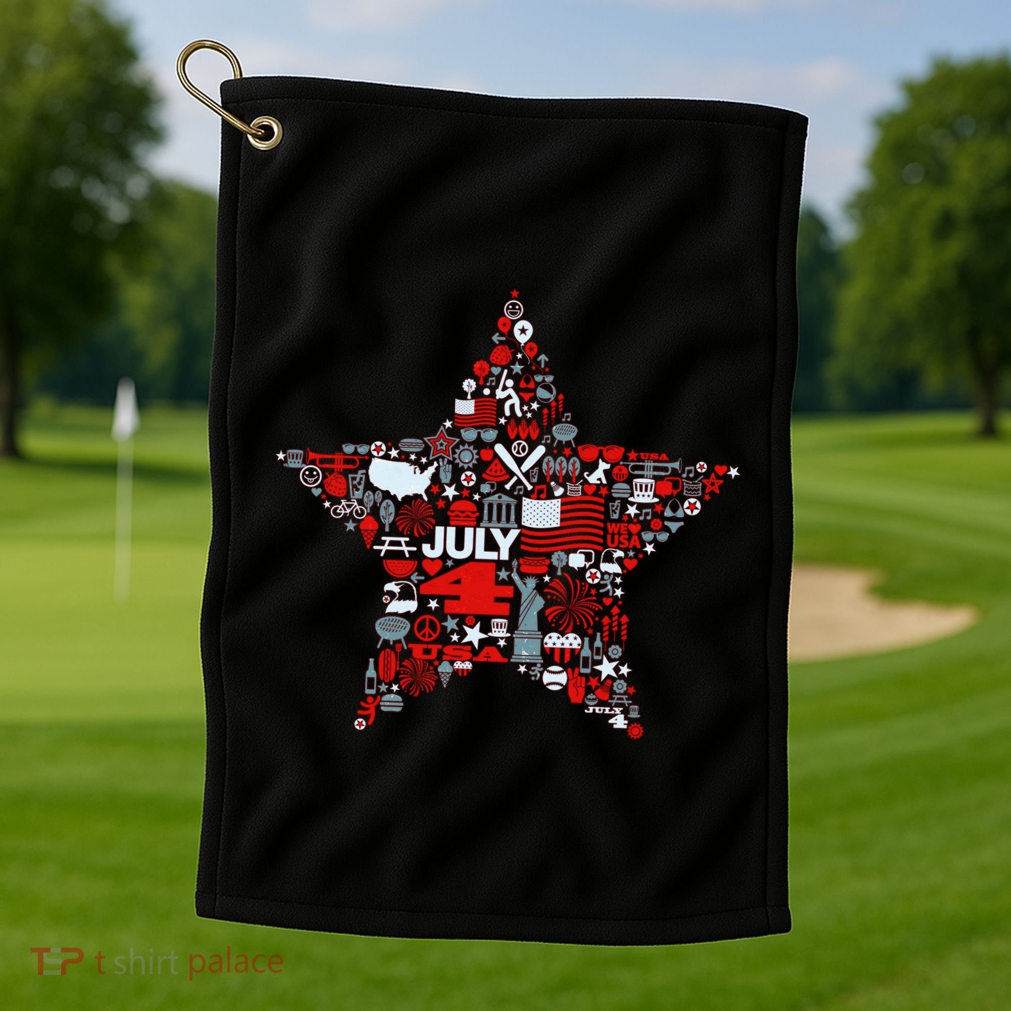 USA American 4th Of July Pattern Star Golf Towel