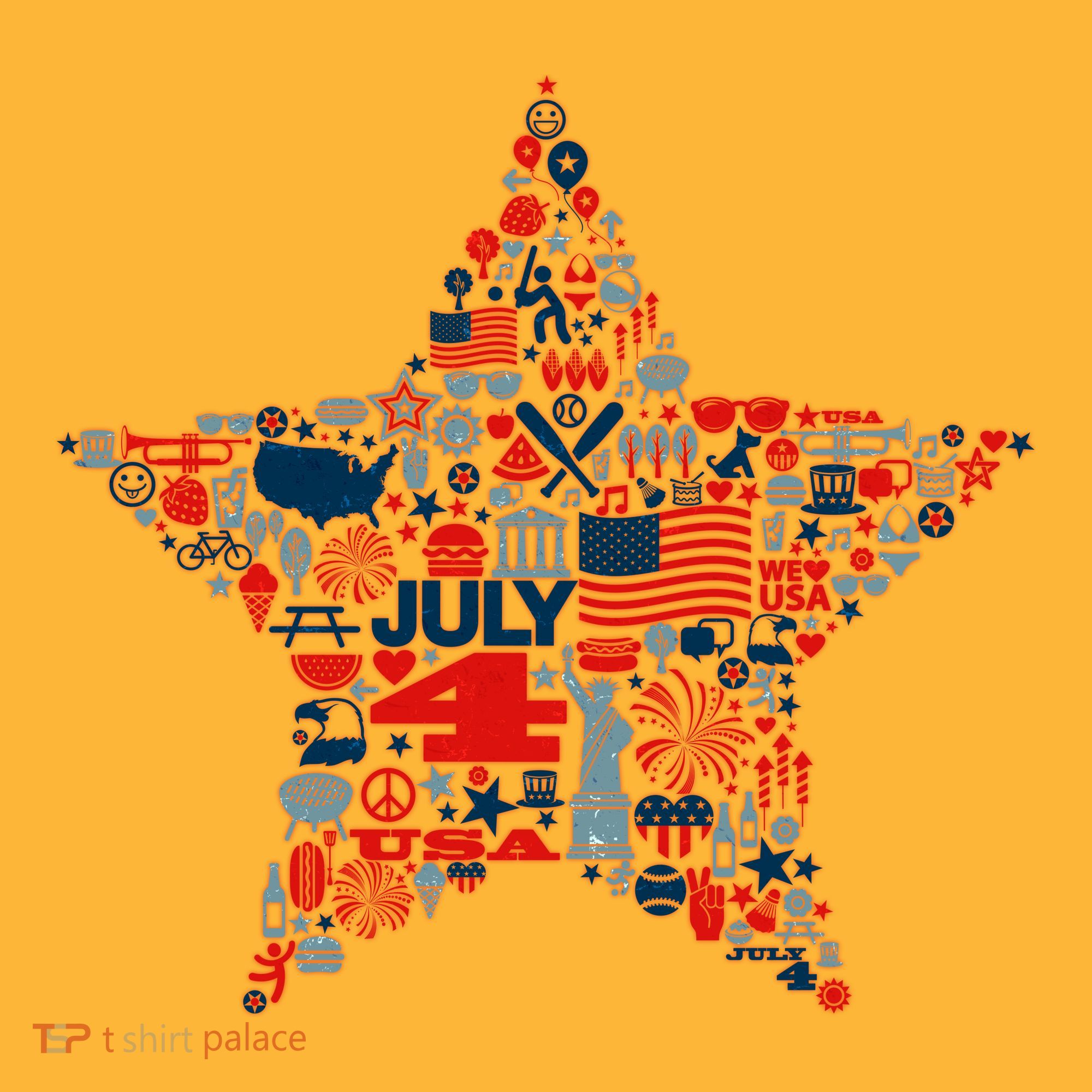 USA American 4th Of July Pattern Star Baby Bodysuit