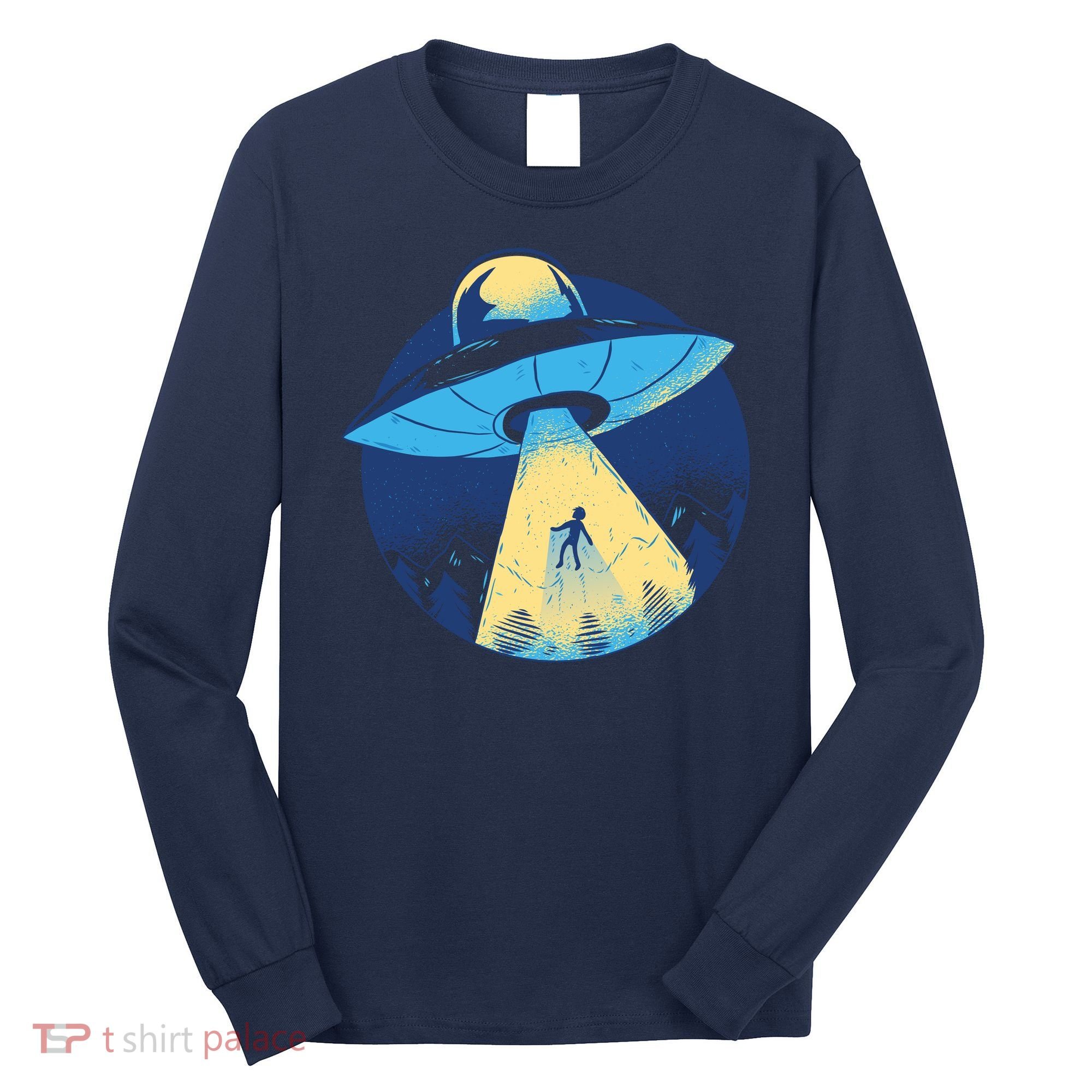 Ufo Alien Abduction Flying Saucer Area 51 Conspiracy Long Sleeve Shirt