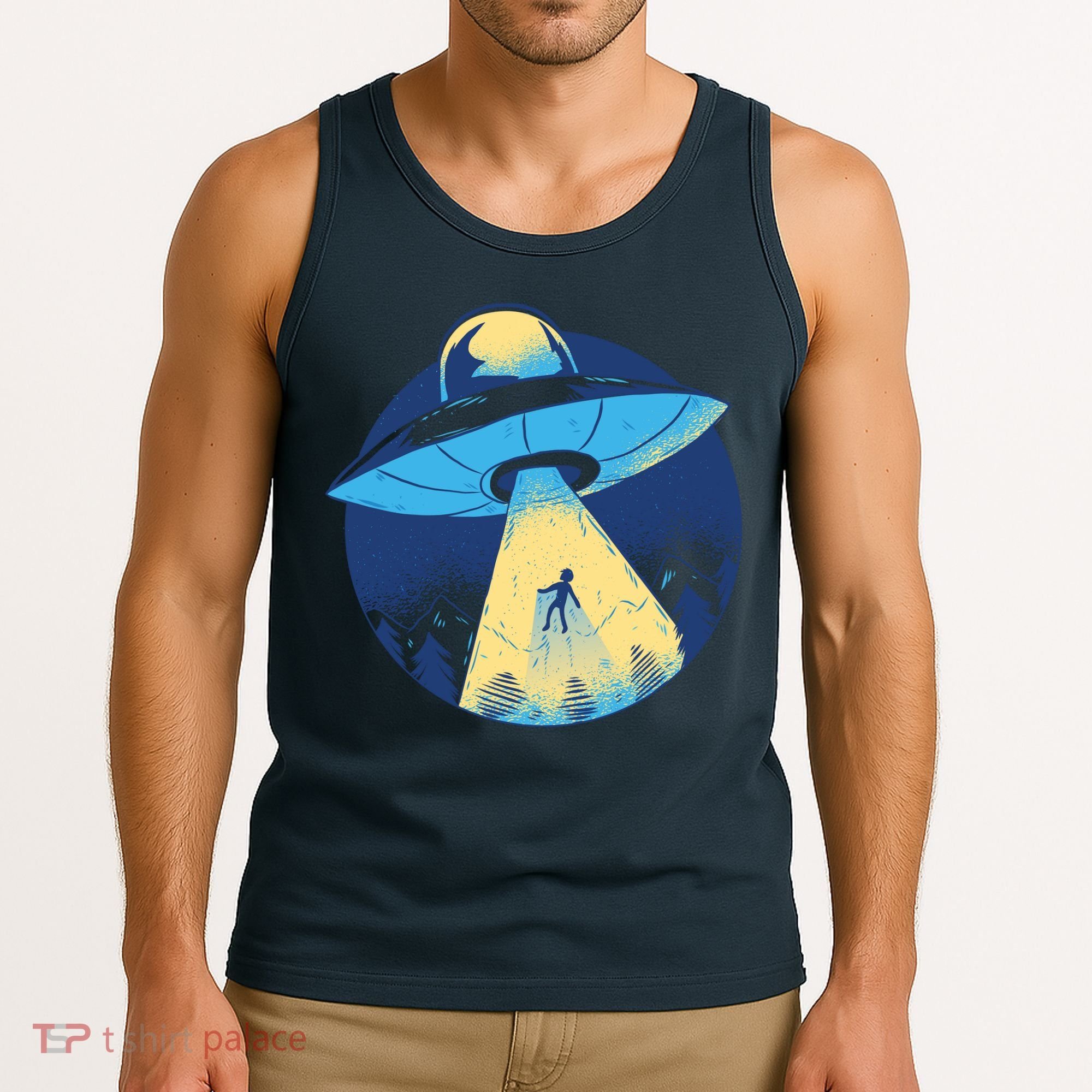 Ufo Alien Abduction Flying Saucer Area 51 Conspiracy Tank Top