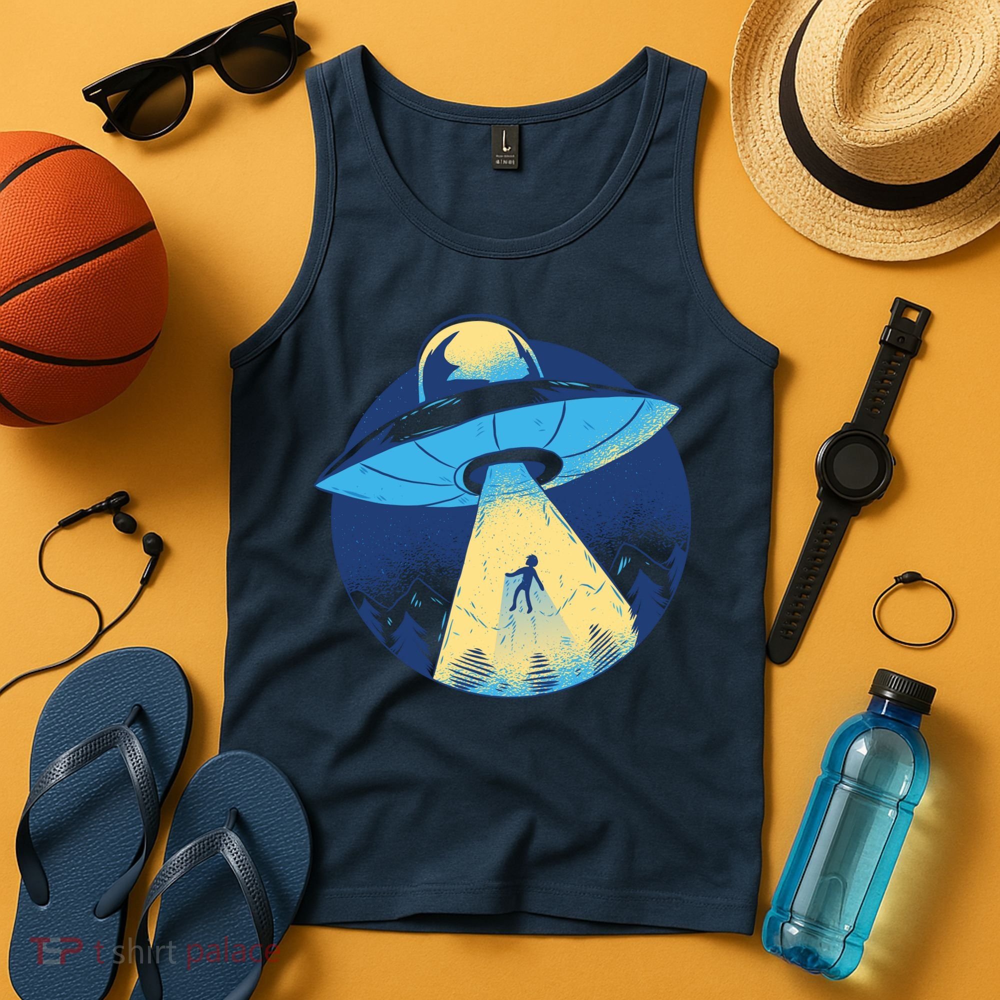 Ufo Alien Abduction Flying Saucer Area 51 Conspiracy Tank Top