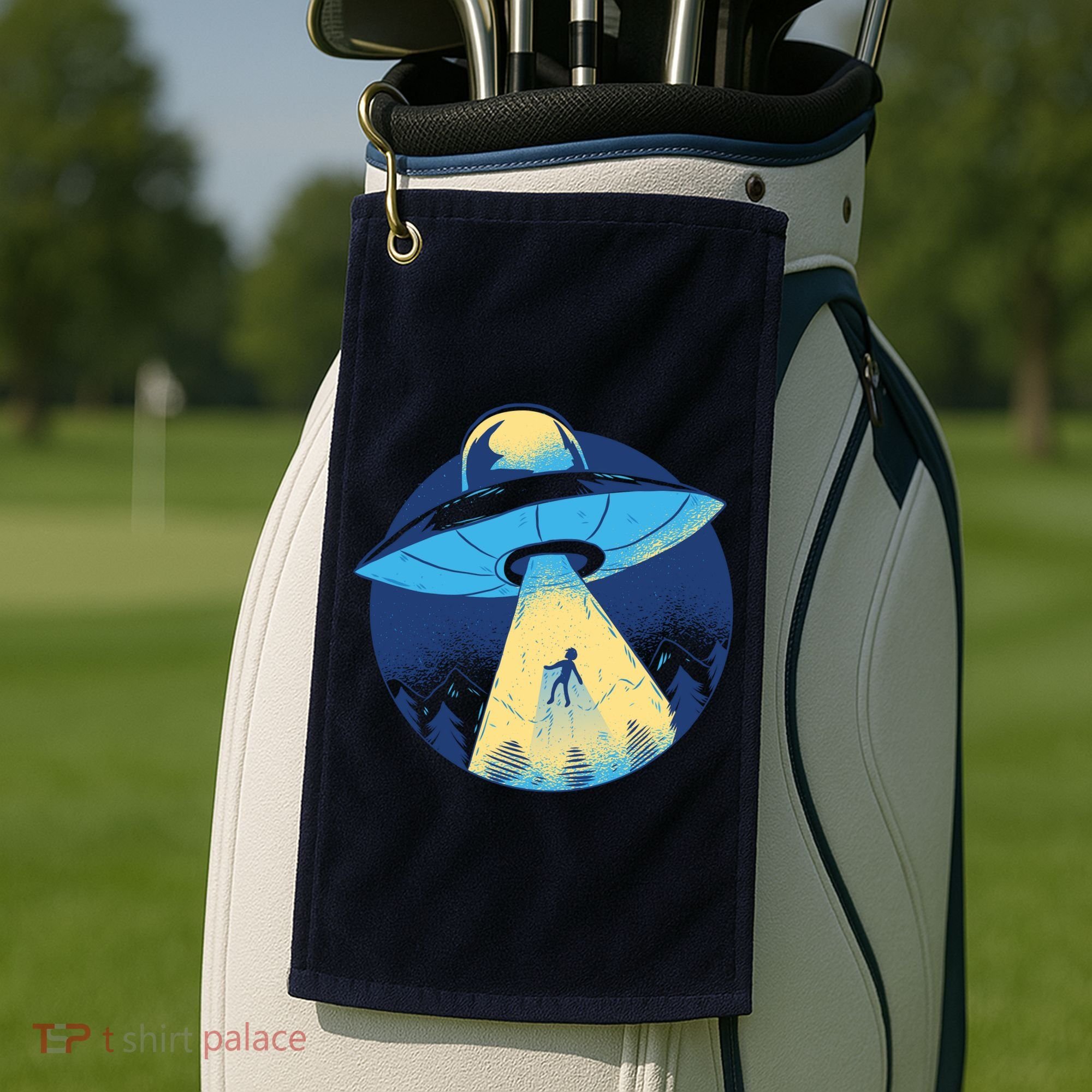Ufo Alien Abduction Flying Saucer Area 51 Conspiracy Golf Towel