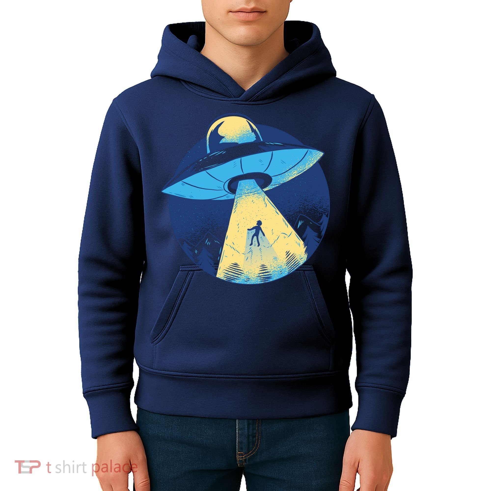 Ufo Alien Abduction Flying Saucer Area 51 Conspiracy Kids Hoodie