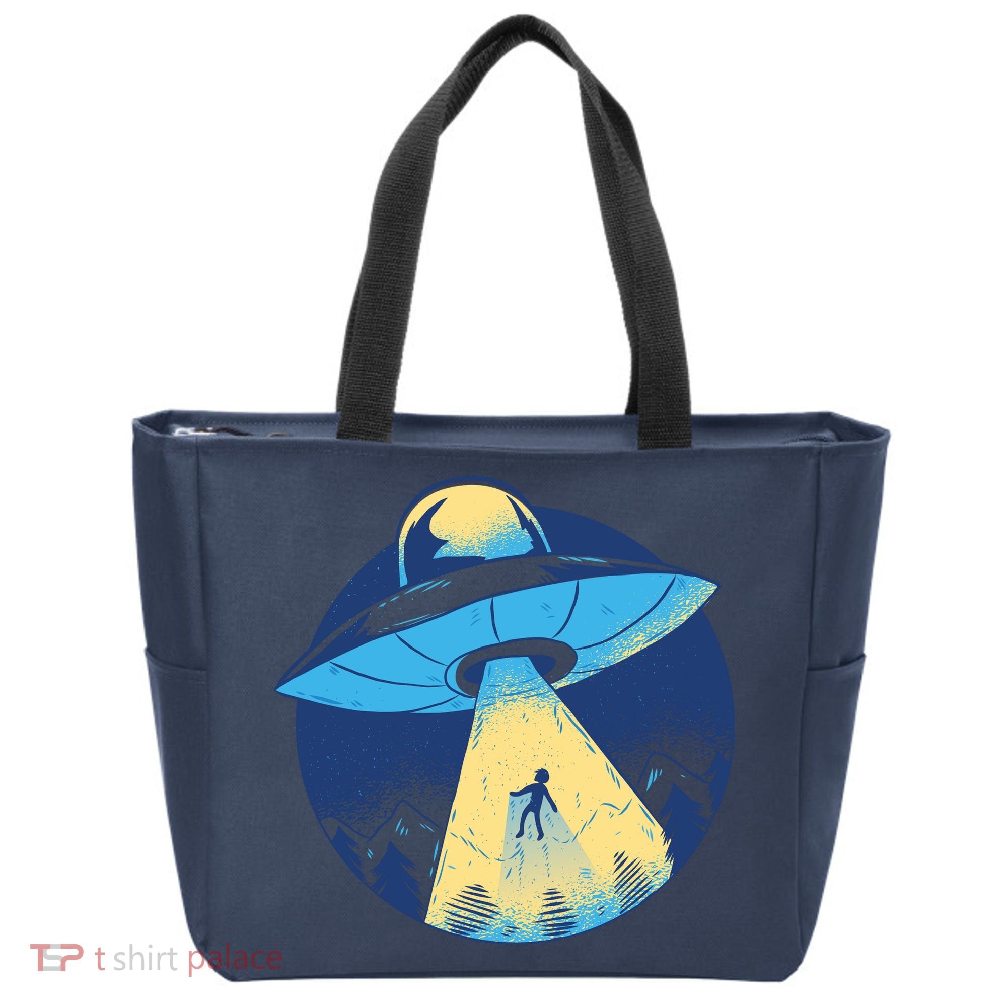 Ufo Alien Abduction Flying Saucer Area 51 Conspiracy Tote Bag