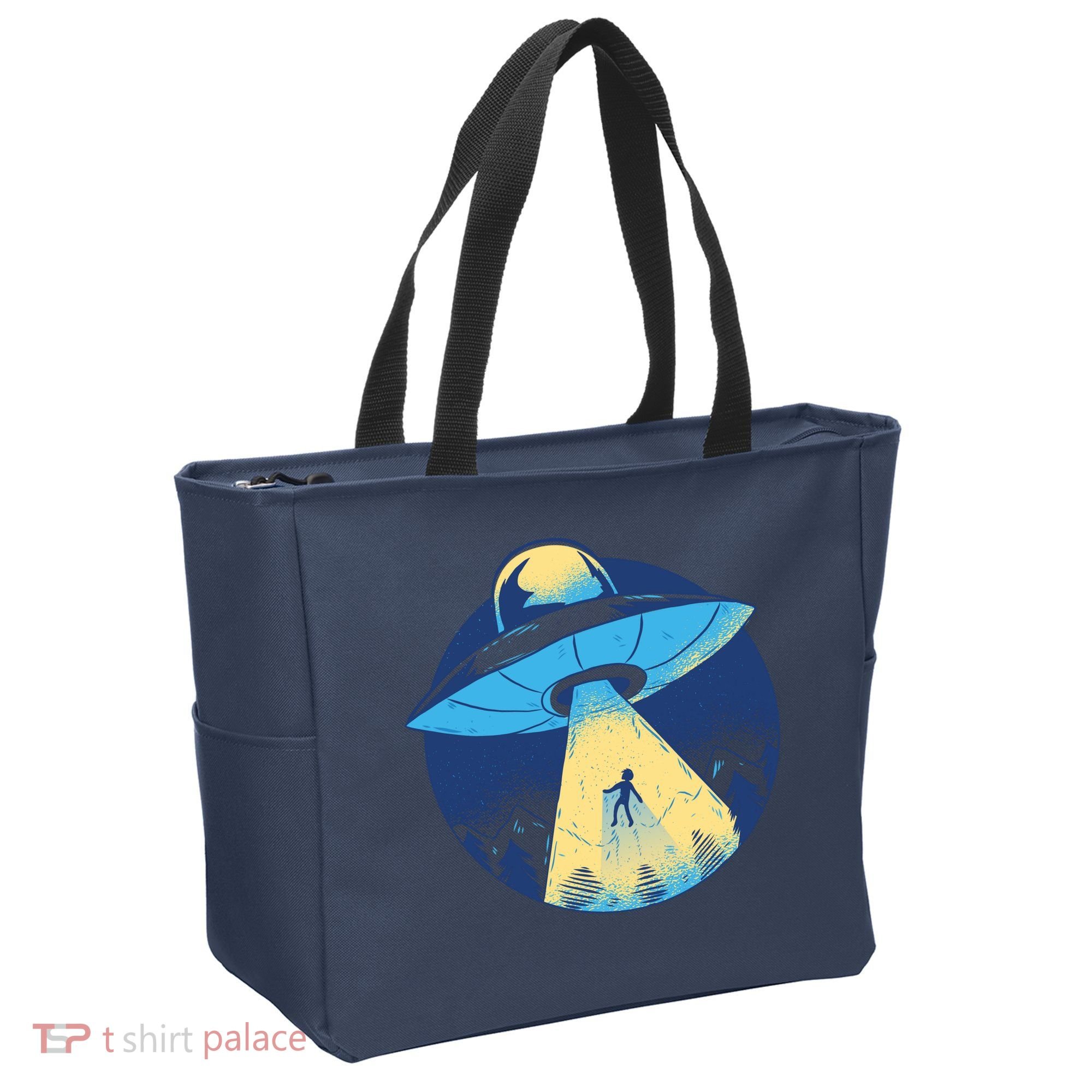 Ufo Alien Abduction Flying Saucer Area 51 Conspiracy Tote Bag