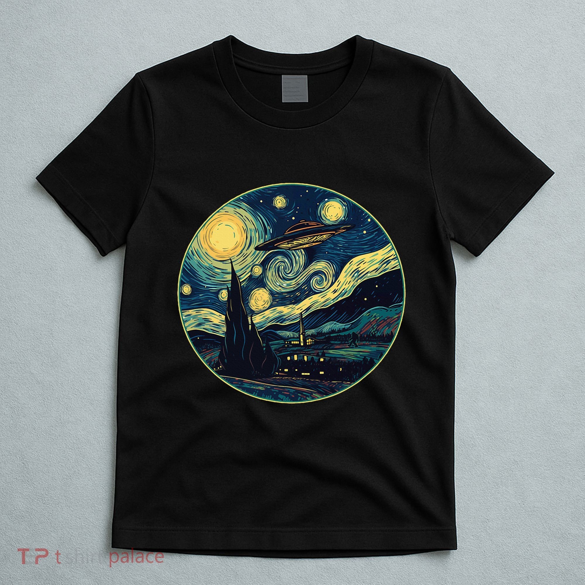 Ufo Aliens And Bigfoot Impressionist Style Novelty Uap T-Shirt