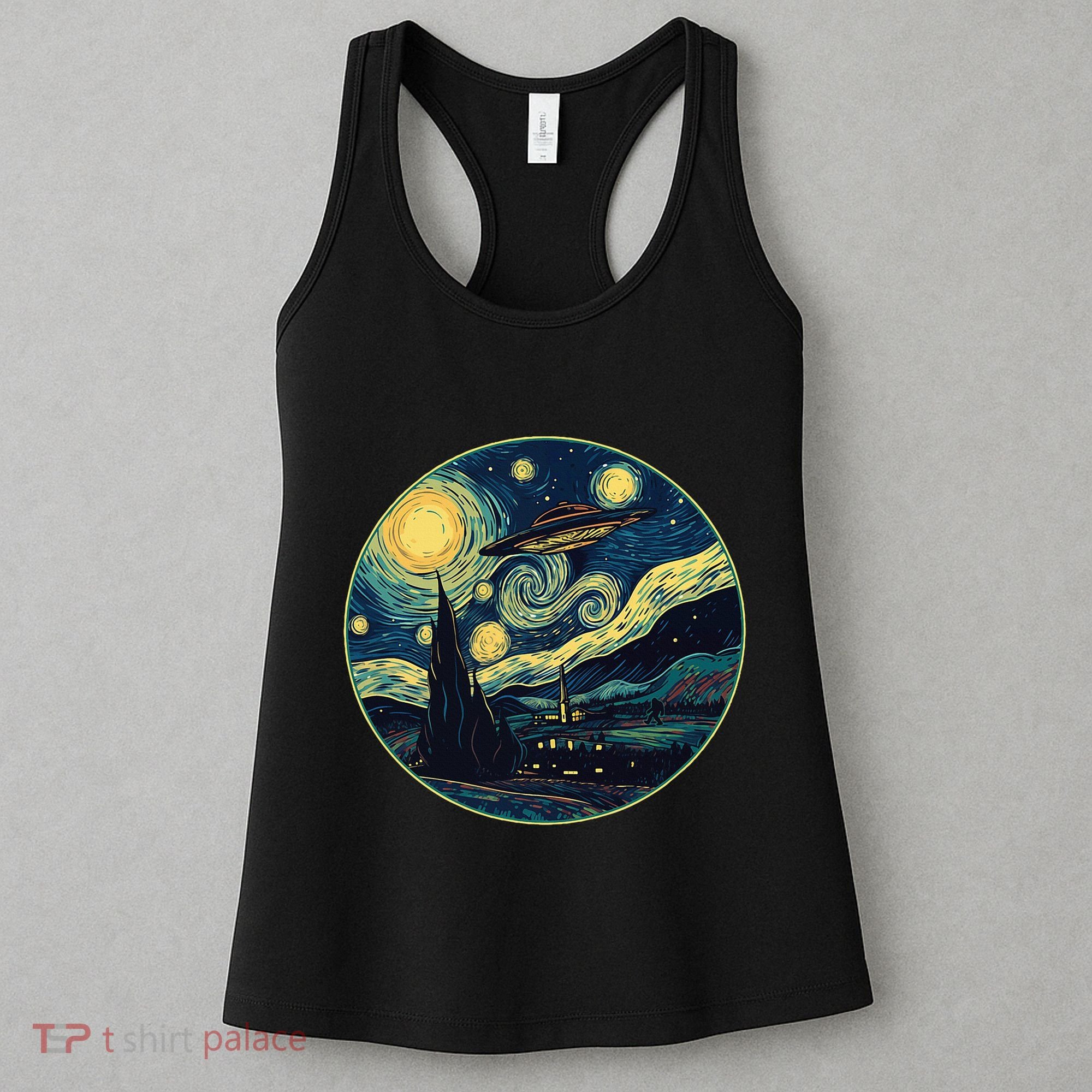 Ufo Aliens And Bigfoot Impressionist Style Novelty Uap Women's Tank Top