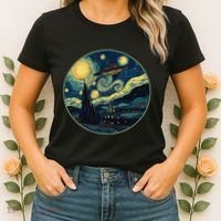 Ufo Aliens And Bigfoot Impressionist Style Novelty Uap Women's T-Shirt thumb 2