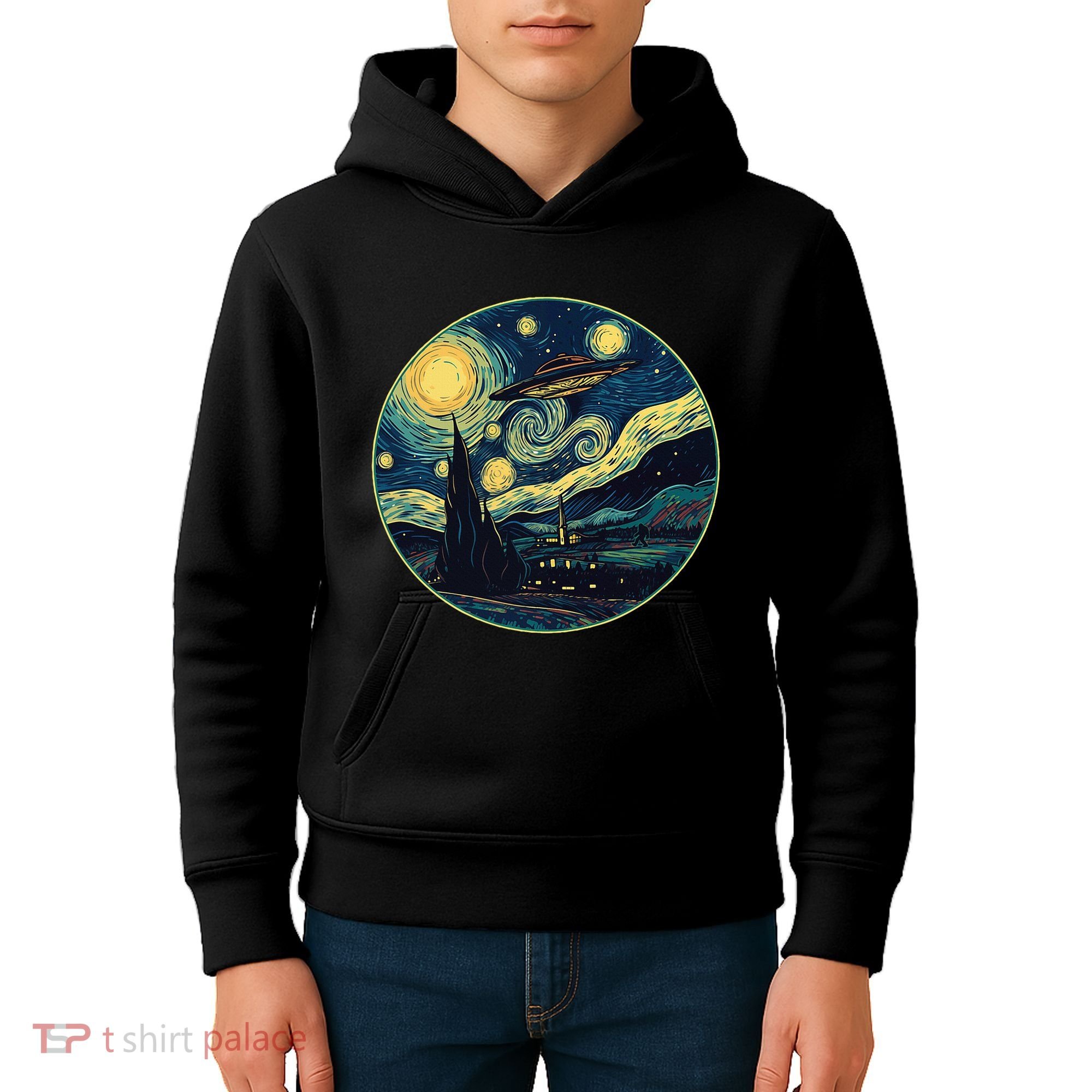 Ufo Aliens And Bigfoot Impressionist Style Novelty Uap Kids Hoodie