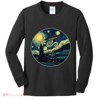 Ufo Aliens And Bigfoot Impressionist Style Novelty Uap Kids Long Sleeve Shirt thumb 0
