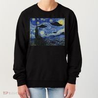 Ufo Alien Abduction Starry Night Van Gogh Painting Women's Sweatshirt thumb 0