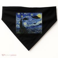 Ufo Alien Abduction Starry Night Van Gogh Painting USA-Made Doggie Bandana thumb 0