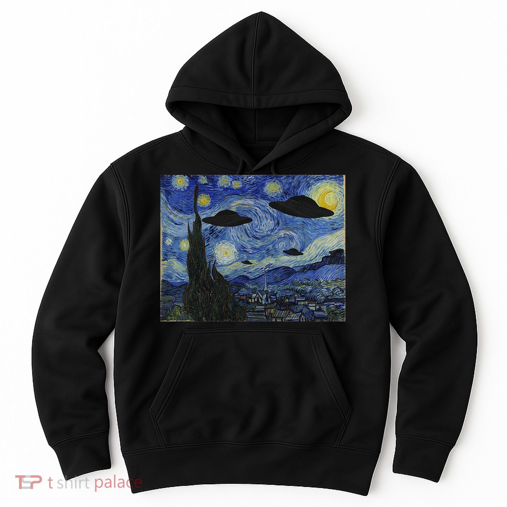 Ufo Alien Abduction Starry Night Van Gogh Painting Hoodie