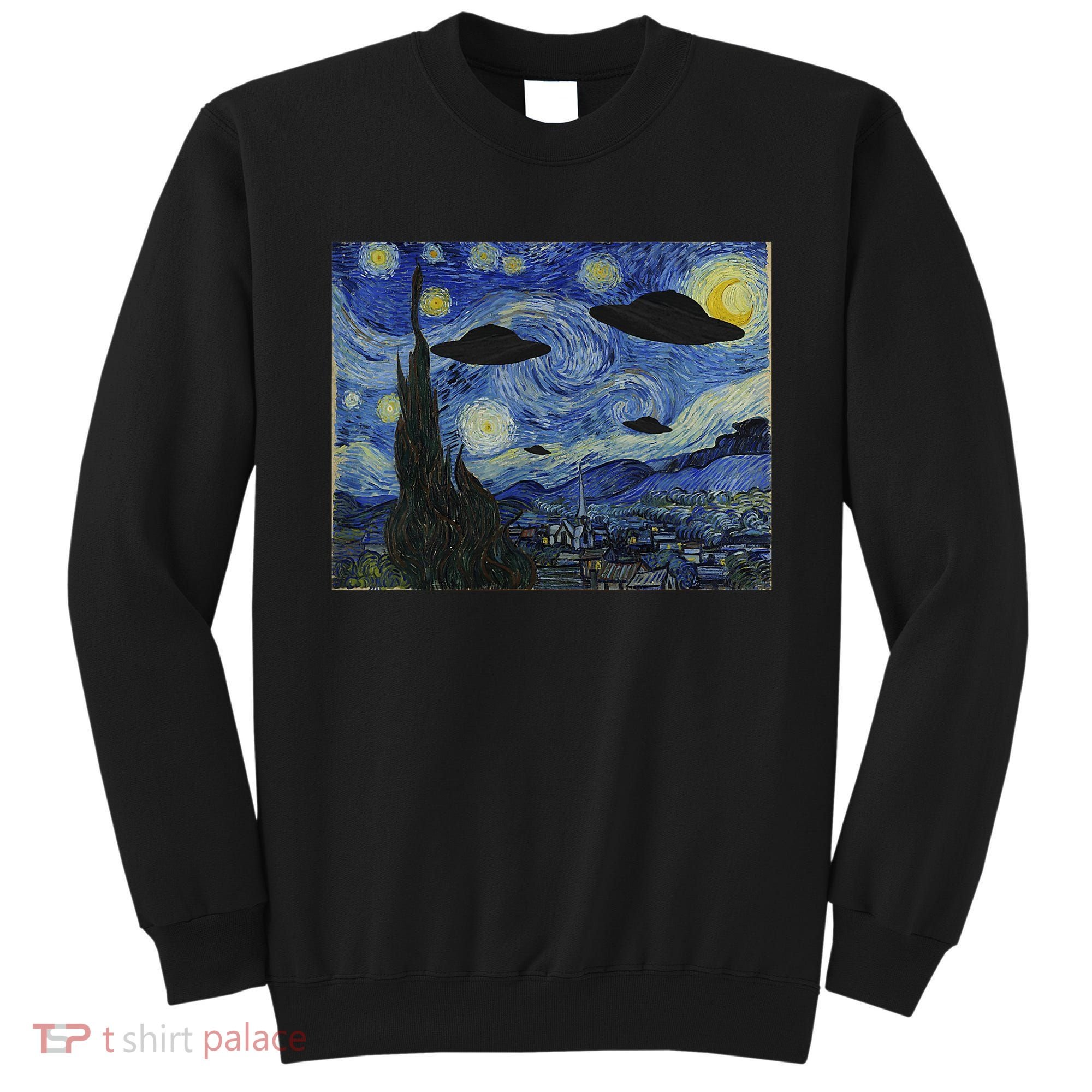 Ufo Alien Abduction Starry Night Van Gogh Painting Sweatshirt