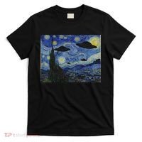 Ufo Alien Abduction Starry Night Van Gogh Painting T-Shirt thumb 0