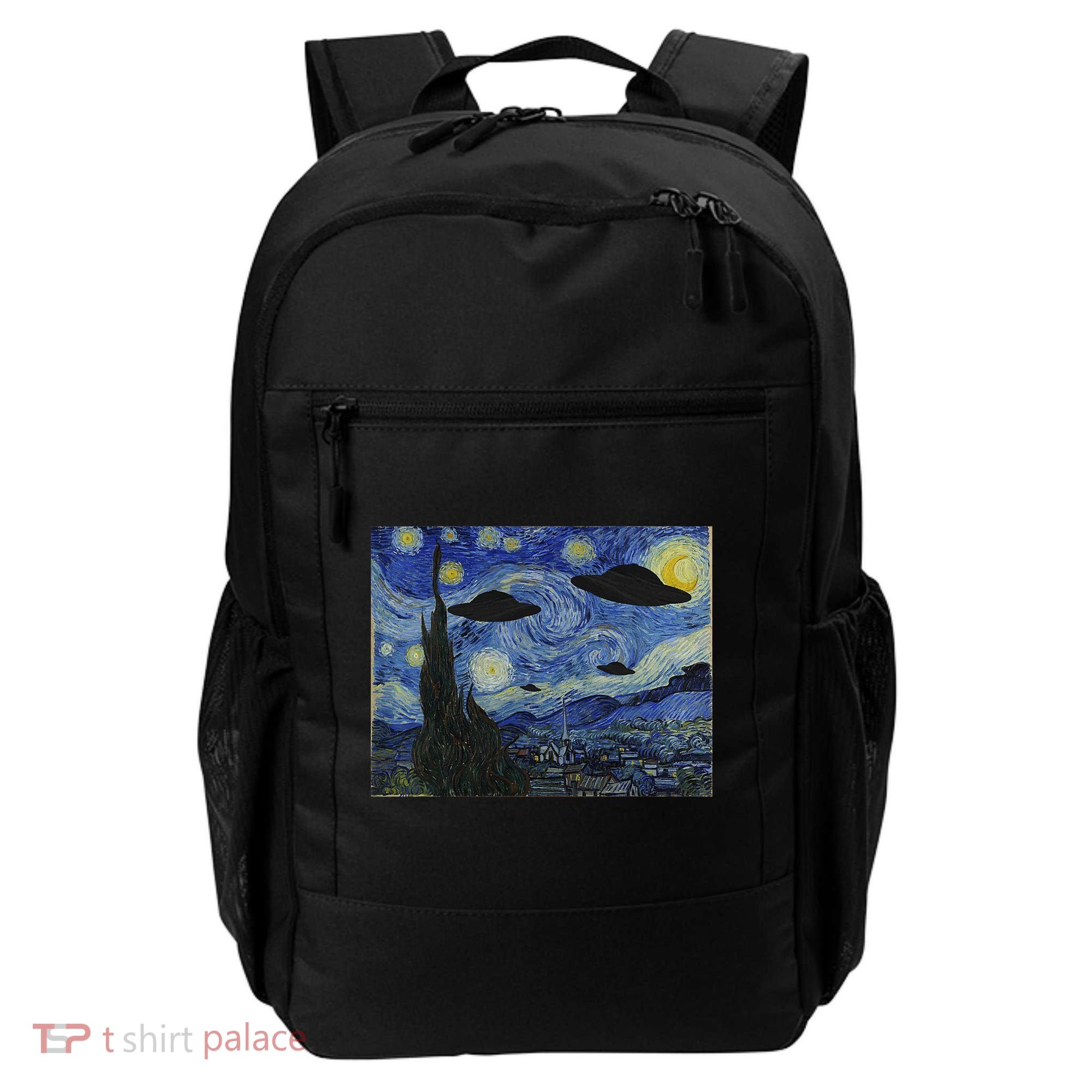 Ufo Alien Abduction Starry Night Van Gogh Painting Backpack