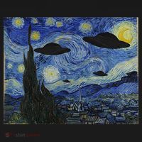 Ufo Alien Abduction Starry Night Van Gogh Painting Women's Hoodie thumb 2
