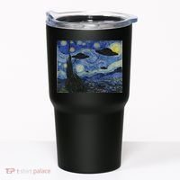 Ufo Alien Abduction Starry Night Van Gogh Painting Tumbler thumb 0