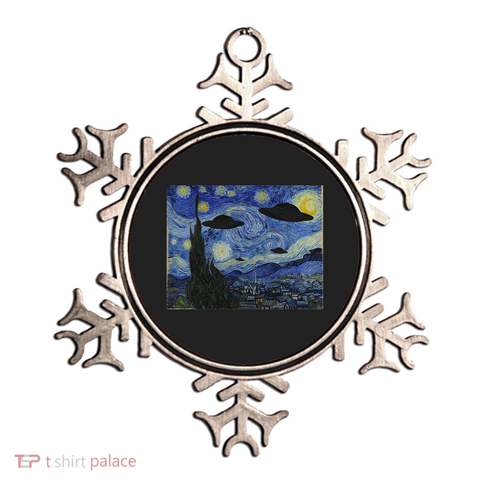 Ufo Alien Abduction Starry Night Van Gogh Painting Ornament