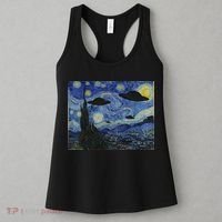 Ufo Alien Abduction Starry Night Van Gogh Painting Women's Tank Top thumb 3