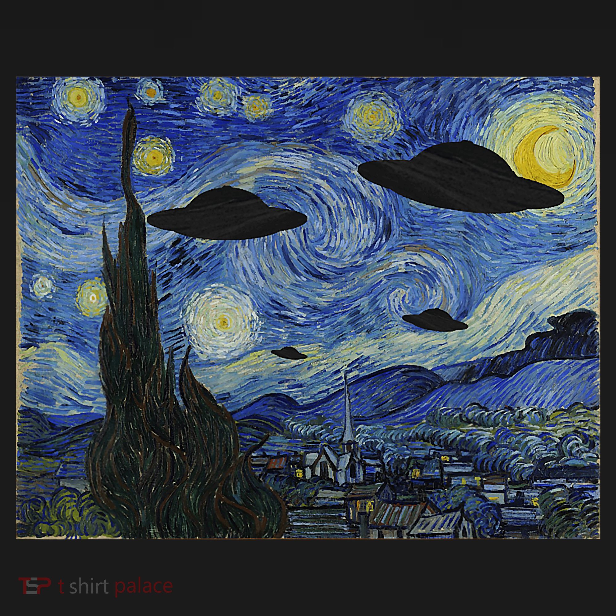 Ufo Alien Abduction Starry Night Van Gogh Painting Baby Bodysuit